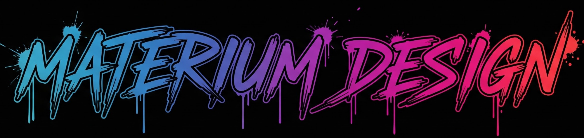 Colorful 'Materium Design' text on a black background